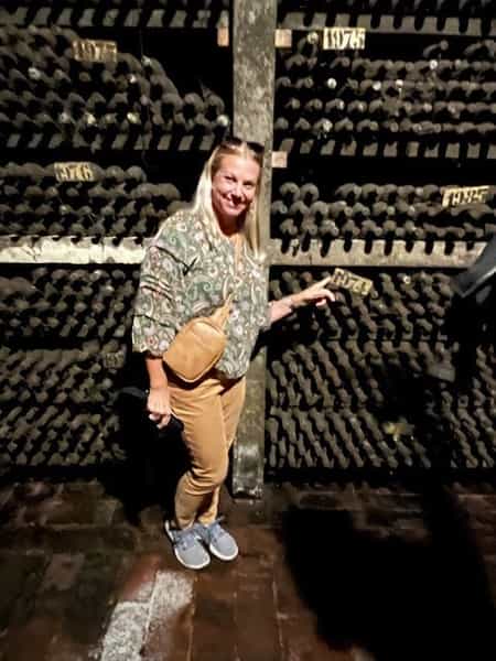 Andrea in wine cellar