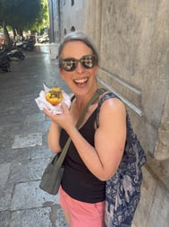 Sara with arancini