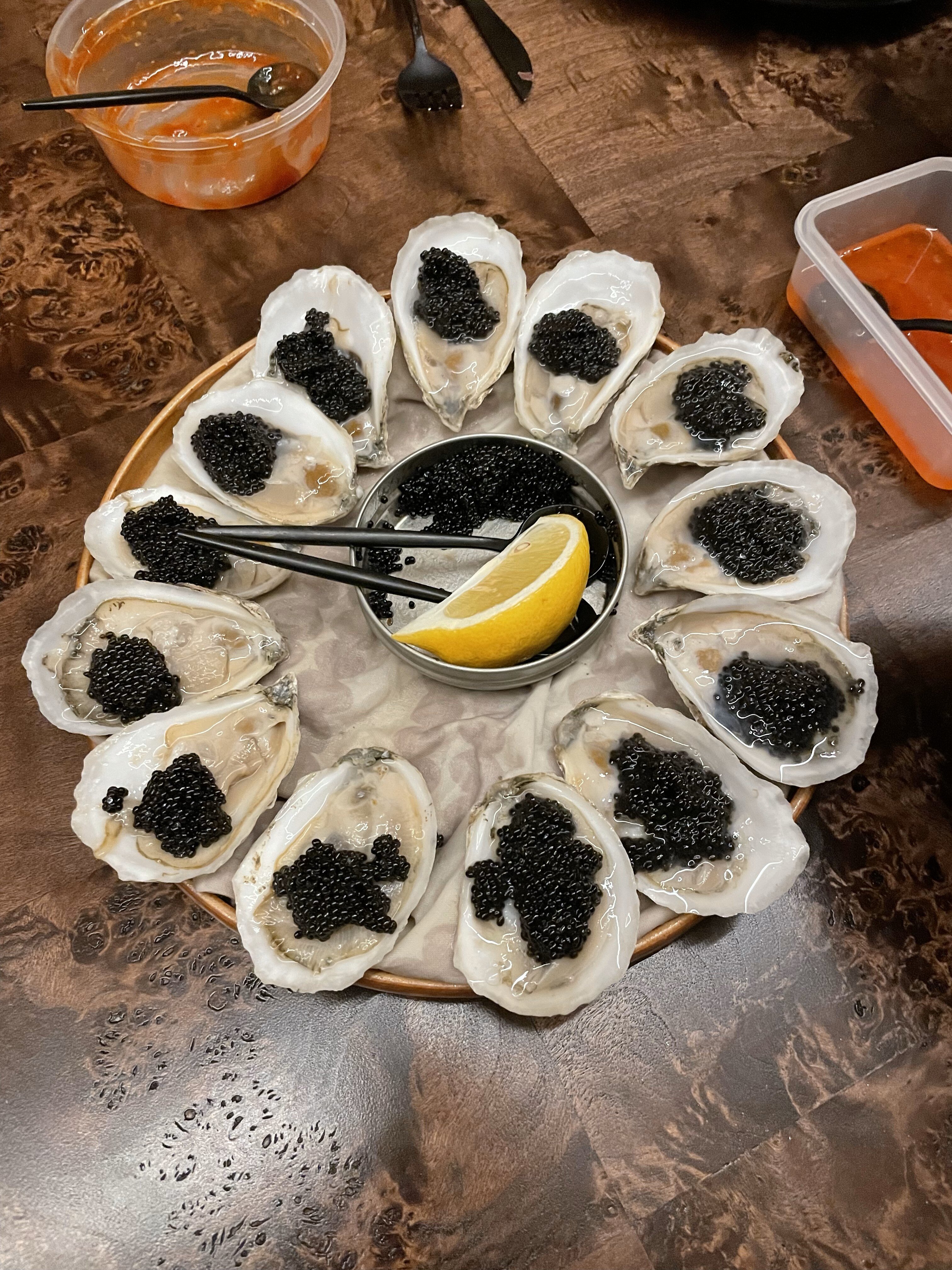 Oysters and caviar