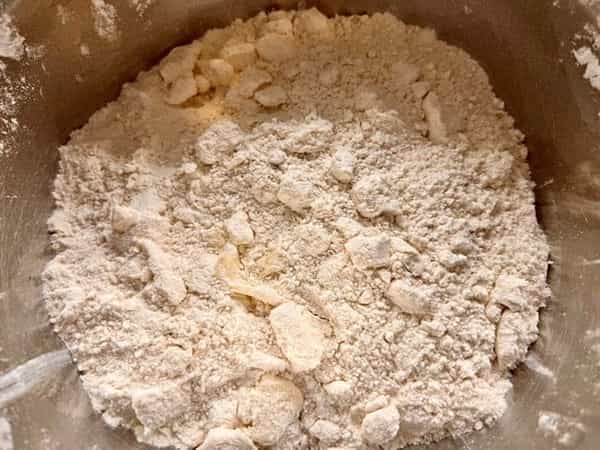 Butter incorporated into flour
