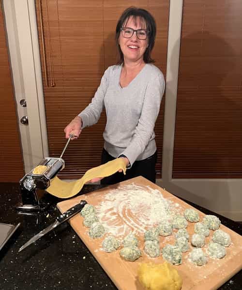 Cheryl making pasta