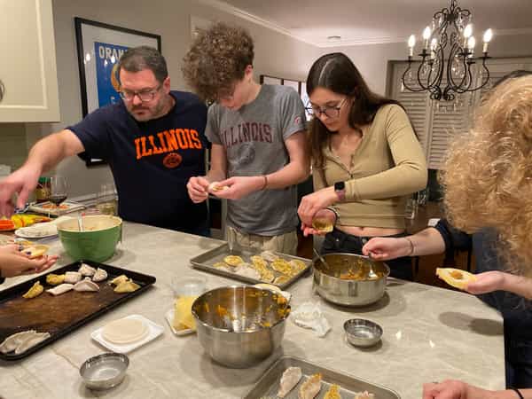 Forming dumplings as a family