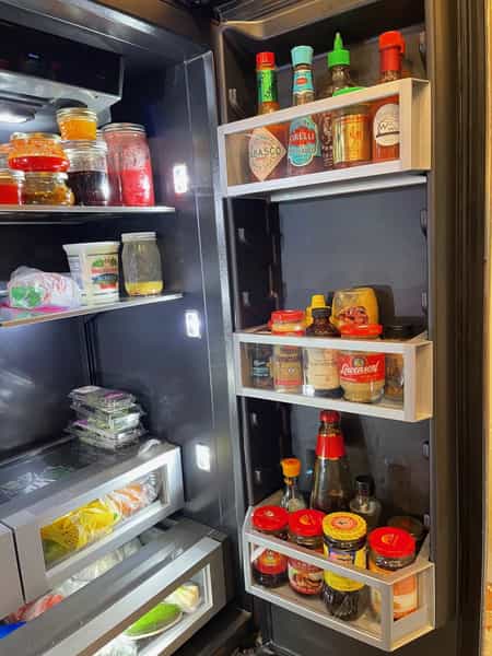 Condiments in fridge