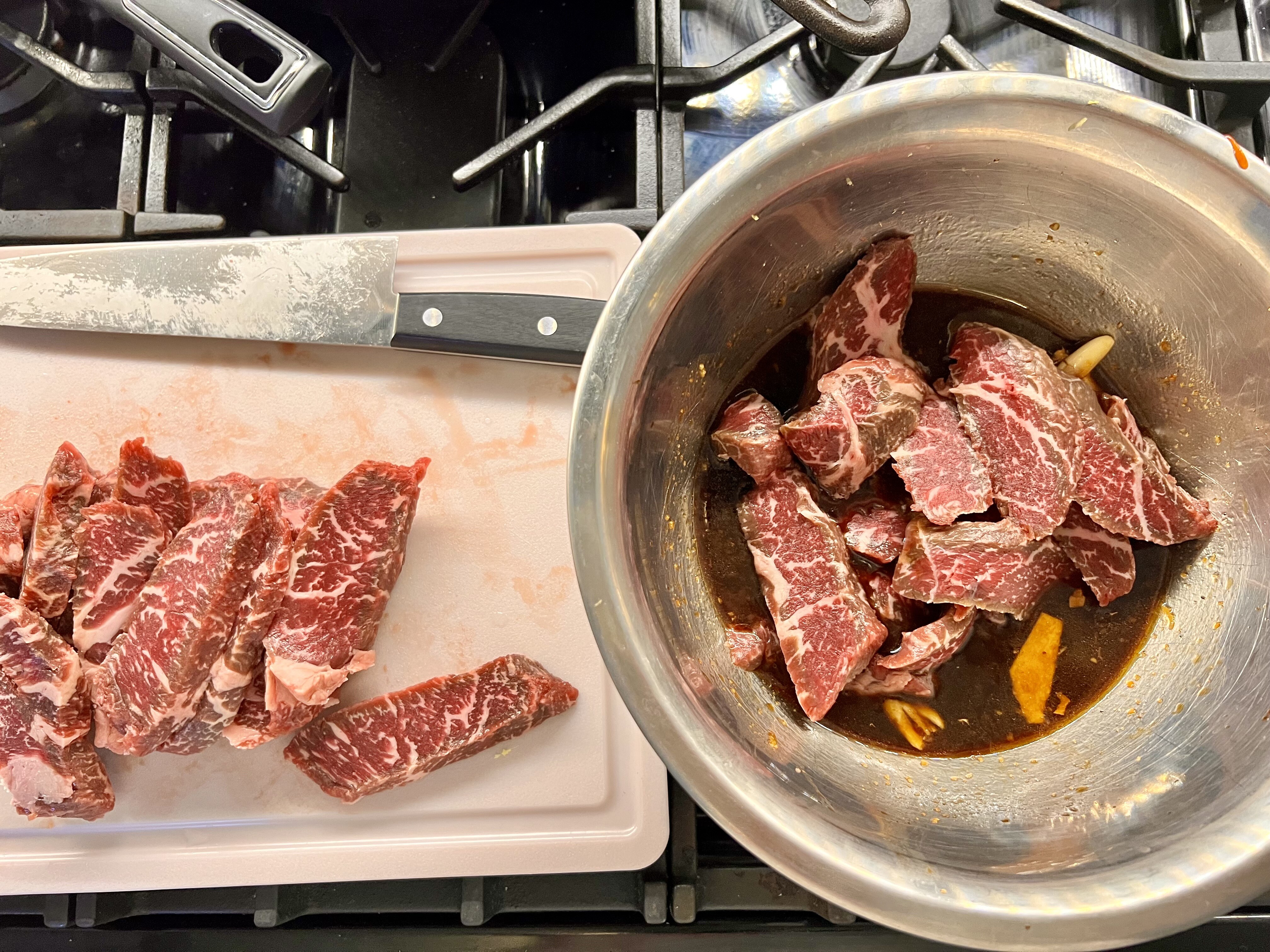 Meat marinated