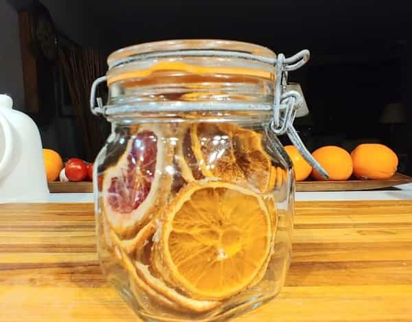 Orange crisps in jar