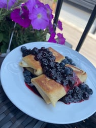 Blintzes with Blueberry Sauce
