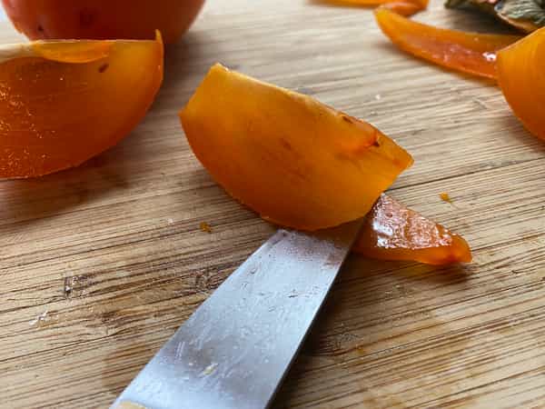 removing skin from persimmon