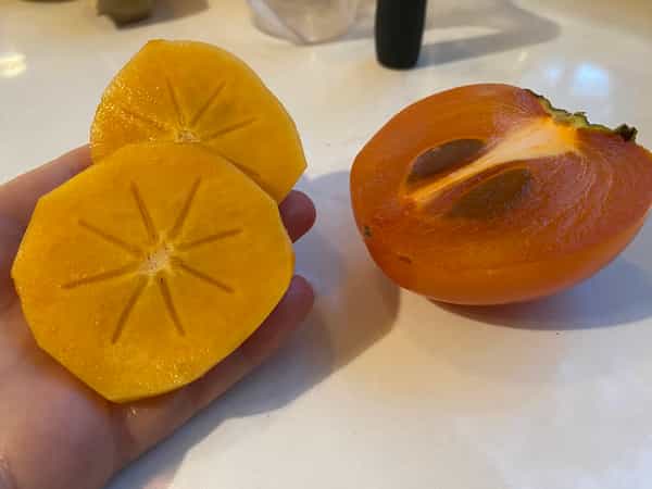 sliced persimmons