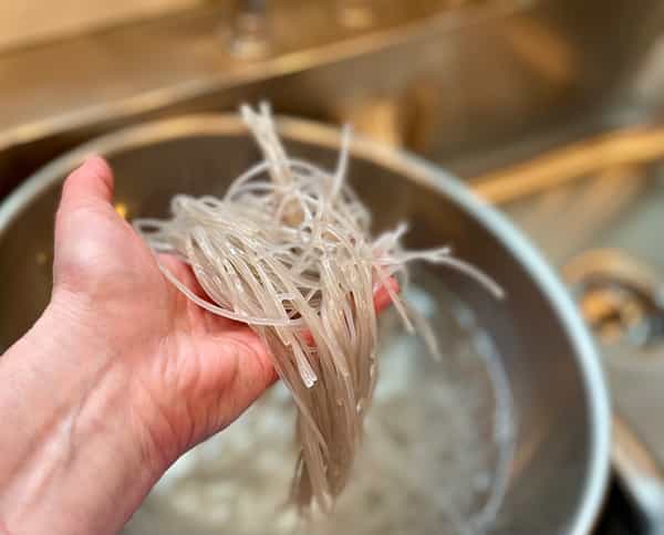 Soaked glass noodles