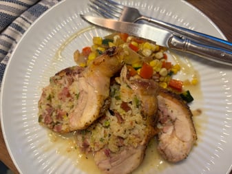 Plated stuffed chicken