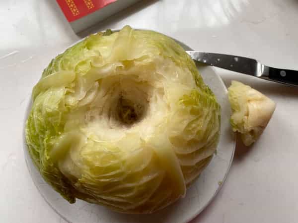 Cabbage cored