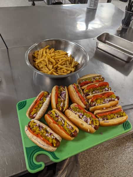 Chicago dogs with fries