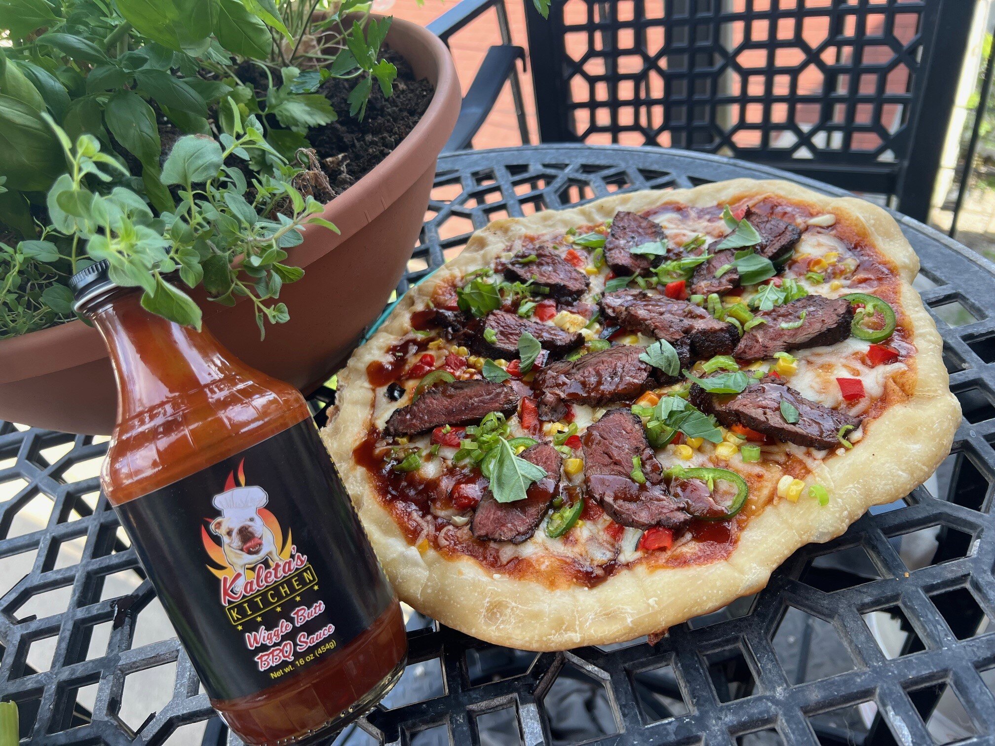 Hanger Steak Pizza on the Grill