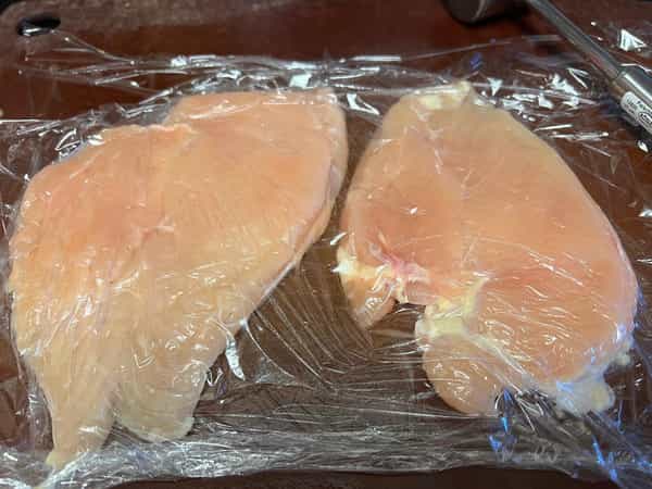 Pounded chicken breasts