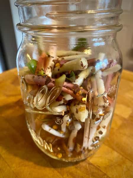 Ramps in jar with seasoning