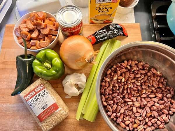 Red beans and rice mise en place
