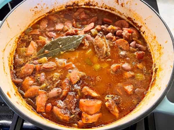 Red beans and rice cooking