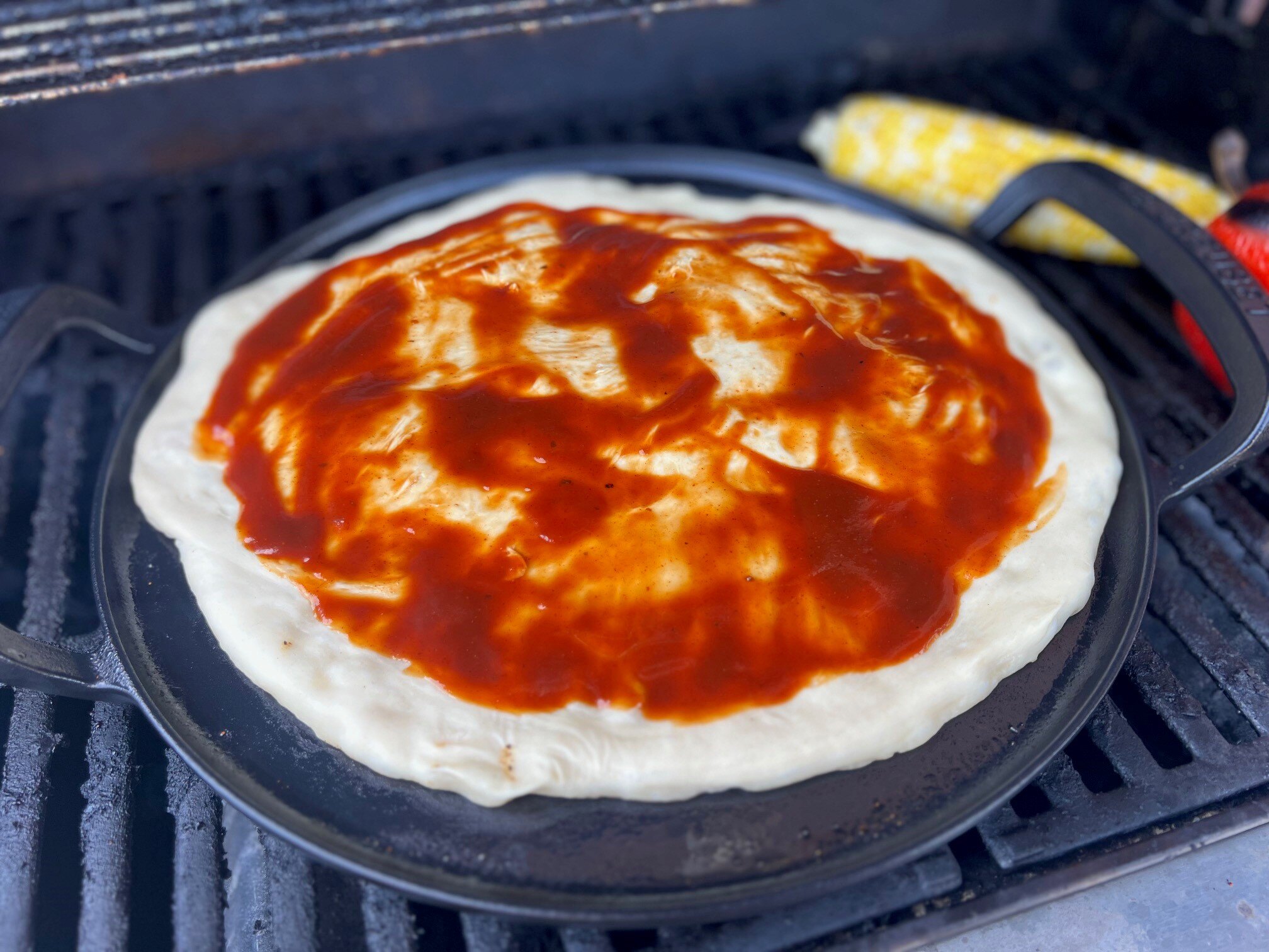 Sauce on dough
